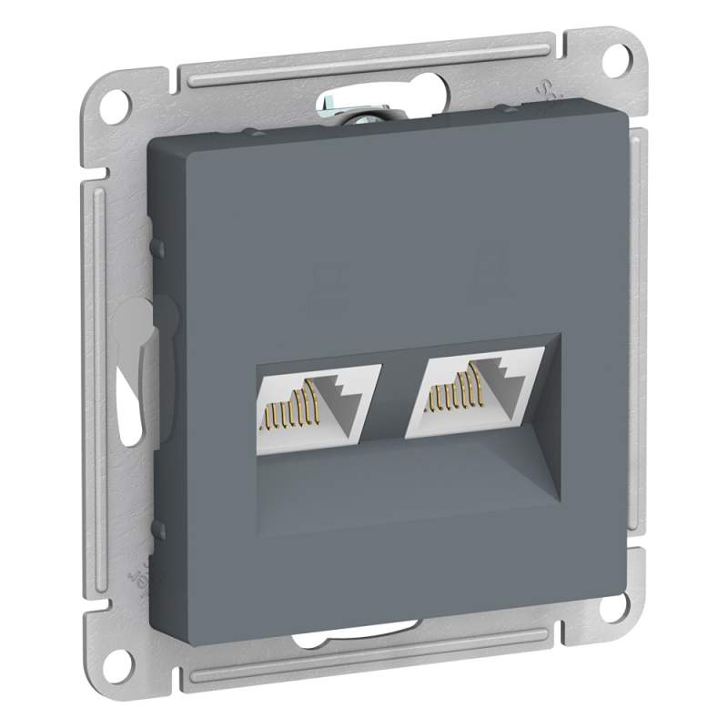 Розетка Systeme Electric серии AtlasDesign Двойная Компьютерная Rj45+Rj45, Кат.5Е, Механизм, Грифель ATN000785  фото | Capital Power - инженерные системы