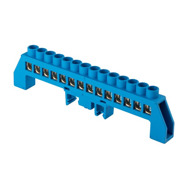 Шина "0" N (8х12мм) 14 отверстий латунь синий нейлоновый корпус комбинированный EKF PROxima SN0-125-14-DN  фото | Capital Power - инженерные системы