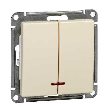 Выключатель 2-клавишный Systeme Electric серии W59 с подсв. 10АХ, механизм, СЛОНОВАЯ КОСТЬ VS510-251-2-86  фото | Capital Power - инженерные системы