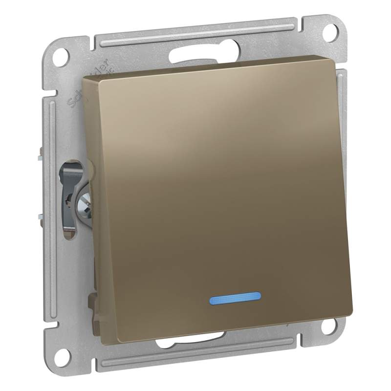 Переключатель с подсветкой Systeme Electric серии AtlasDesign, Сх.6А, 10Ах, Механизам, Шампань ATN000563  фото | Capital Power - инженерные системы
