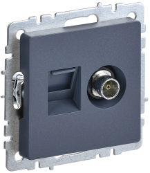 Розетка двойная TV+RJ45 кат.5E РТВ/РК12-БрМ маренго IEK серии BRITE BR-AK20-1-K35  фото | Capital Power - инженерные системы