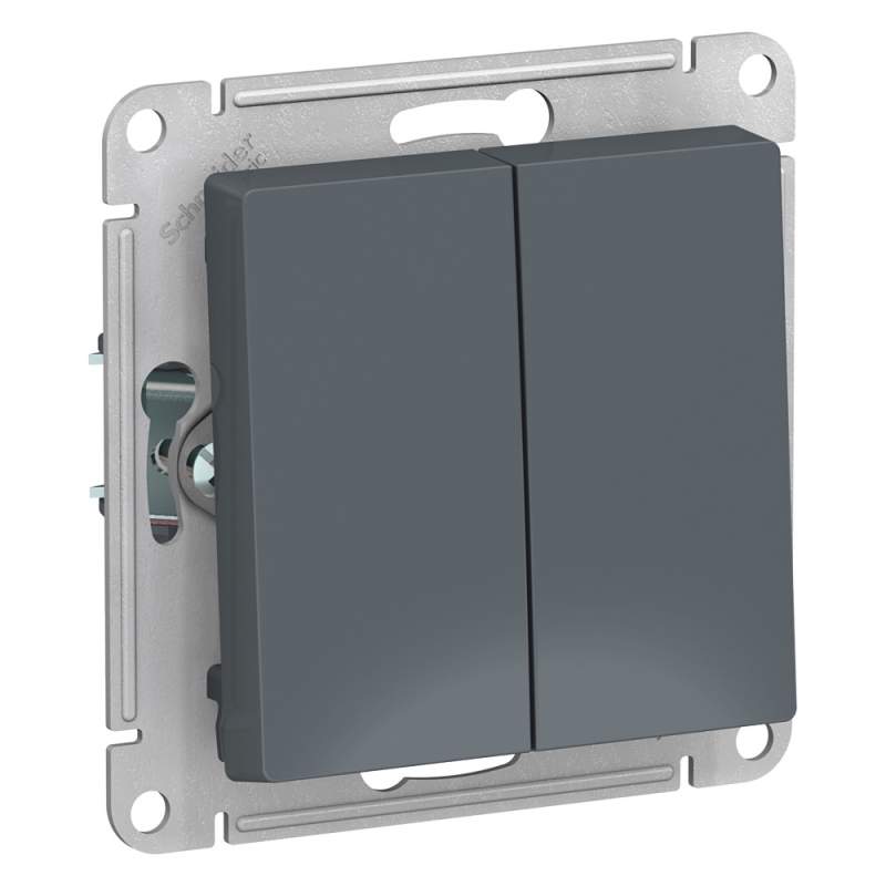 Выключатель 2-клавишный Systeme Electric серии AtlasDesign, Сх.5, 10Ах, Механизм, Грифель ATN000751  фото | Capital Power - инженерные системы