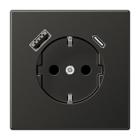 Розетка Jung LS серия Антрацит SCHUKO® с USB-интерфейсом с 1 гнездо USB типа A и 1 гнездо USB типа C LS серия Антрацит AL1520-15CAAN-L AL1520-15CAAN-L  фото | Capital Power - инженерные системы