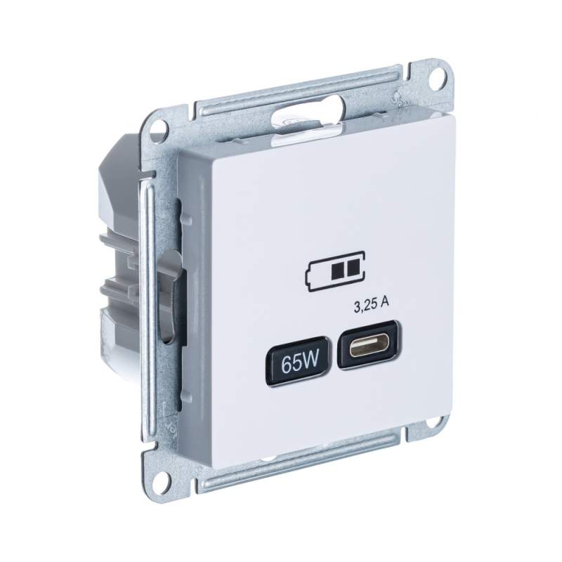 Розетка USB Systeme Electric серии AtlasDesign Тип-С 65Вт Высокоскор.Заряд. Qc, Pd, Механизм, Белый ATN000127  фото | Capital Power - инженерные системы