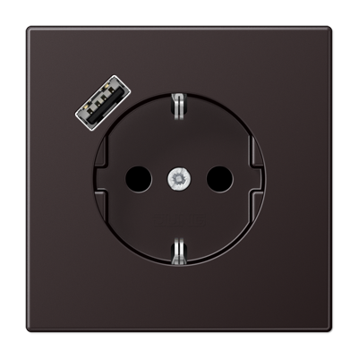 Розетка Jung LS серия Dark SCHUKO® с USB-интерфейсом с 1 USB-портом типа A AL1520-18AD-L AL1520-18AD-L  фото | Capital Power - инженерные системы