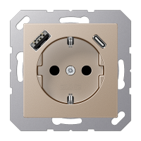 Розетка Jung A серия шампань SCHUKO® с USB-интерфейсом с 1 гнездо USB типа A и 1 гнездо USB типа C A1520-15CACH A1520-15CACH  фото | Capital Power - инженерные системы