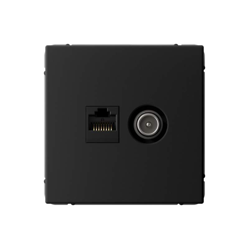 Розетка Systeme Electric серии ArtGallery двойная ТВ + компьютерная RJ45, кат. 5Е, КАРБОН GAL001089  фото | Capital Power - инженерные системы