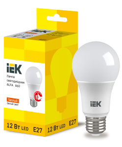 Лампа светодиодная ALFA A60 груша 12Вт 230В 3000К E27 IEK LLA-A60-12-230-30-E27  фото | Capital Power - инженерные системы