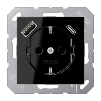Розетка Jung A серия чёрный SCHUKO® с USB-интерфейсом с 1 гнездо USB типа A и 1 гнездо USB типа C A1520-15CASW A1520-15CASW  фото | Capital Power - инженерные системы