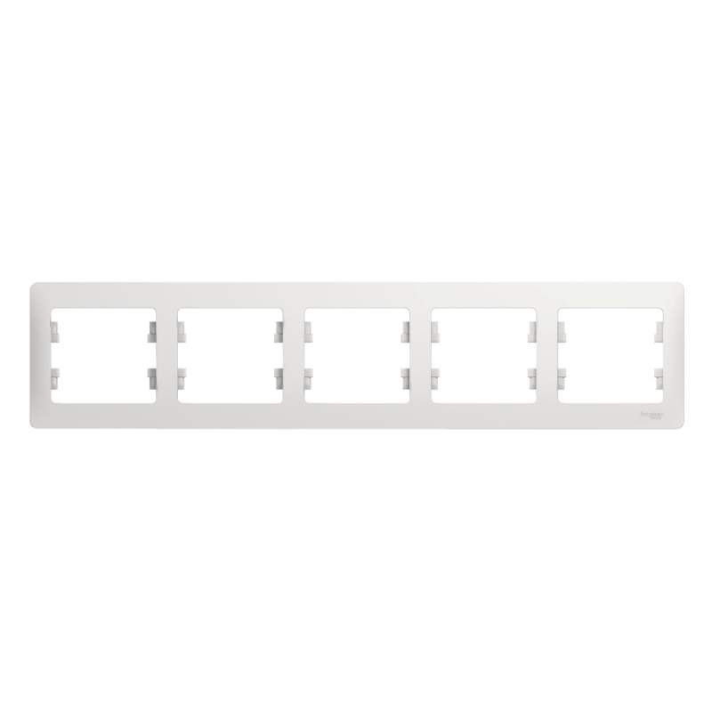 Рамка Systeme Electric серии Glossa 5 постов, горизонтальная, БЕЛЫЙ GSL000105  фото | Capital Power - инженерные системы