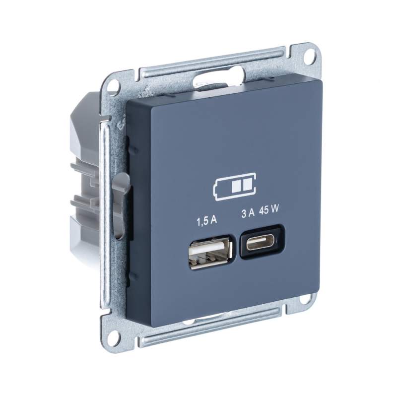 Розетка USB Systeme Electric серии AtlasDesign A + Тип-C 45Вт Высокоскор.Заряд. Qc,Pd, Мех., Грифель ATN000729  фото | Capital Power - инженерные системы