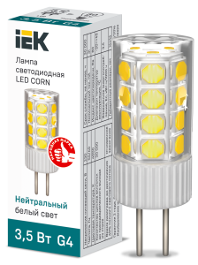 Лампа светодиодная CORN капсула 3,5Вт 230В 4000К керамика G4 IEK LLE-CORN-4-230-40-G4  фото | Capital Power - инженерные системы