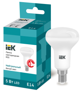 Лампа светодиодная R50 рефлектор 5Вт 230В 4000К E14 IEK LLE-R50-5-230-40-E14  фото | Capital Power - инженерные системы