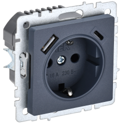 Розетка 1-местная с заземлением с защитными шторками 16А с USB A+C 18Вт РЮш11-1-БрМ маренго IEK серии BRITE BR-R14-16-U22-018-K35  фото | Capital Power - инженерные системы