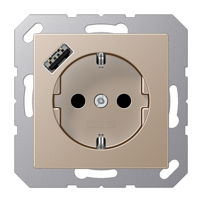 Розетка Jung A серия шампань SCHUKO® с 1 USB-портом типа A A1520-18ACH A1520-18ACH  фото | Capital Power - инженерные системы