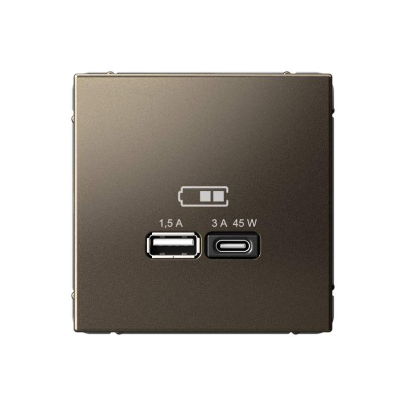 Розетка USB Systeme Electric серии ArtGallery A + тип-C 45Вт высокоскор.заряд. QC, PD, механизм, МОККО GAL000629  фото | Capital Power - инженерные системы