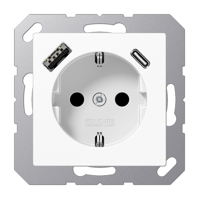 Розетка Jung A серия белая SCHUKO® с USB-интерфейсом с 1 гнездо USB типа A и 1 гнездо USB типа C A1520-15CAWW A1520-15CAWW  фото | Capital Power - инженерные системы