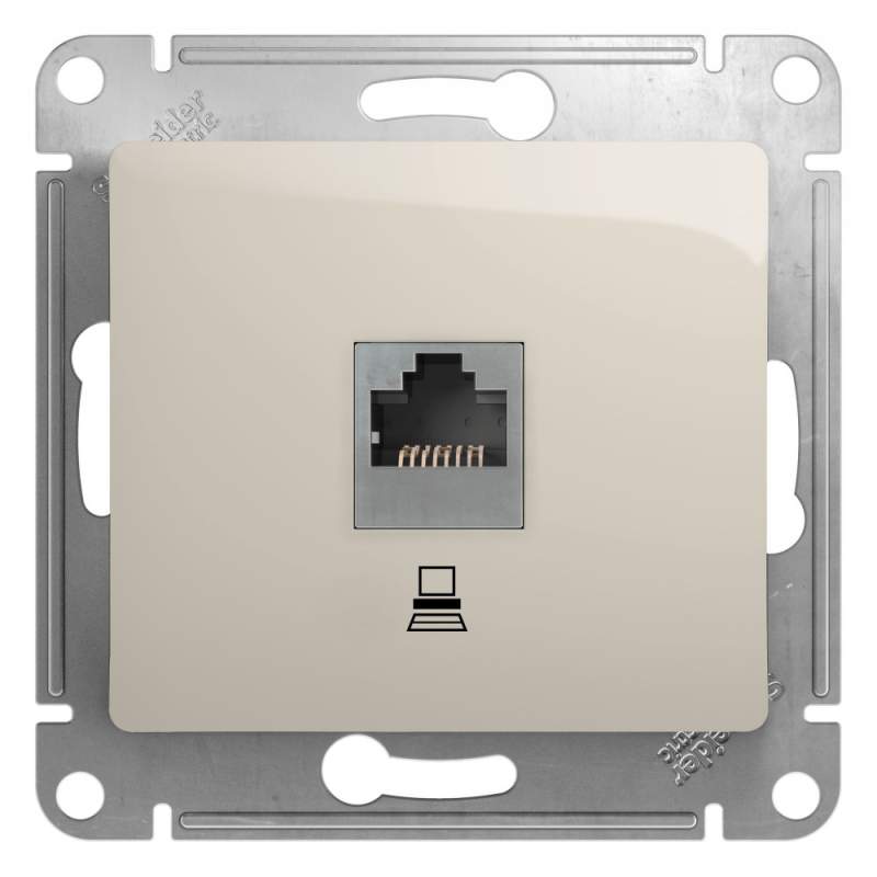 Розетка Systeme Electric серии Glossa компьютерная RJ45 кат.5Е, механизм, МОЛОЧНЫЙ GSL000981K  фото | Capital Power - инженерные системы