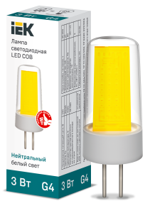 Лампа светодиодная COB капсула 3Вт 230В 4000К керамика G4 IEK LLE-COB-3-230-40-G4  фото | Capital Power - инженерные системы
