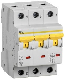 Автоматический выключатель ВА47-60M 3Р 50А 6кА С IEK MVA31-3-050-C  фото | Capital Power - инженерные системы