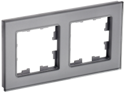 Рамка 2 -местная РУ-2-2-БрСе стекло серый IEK серии BRITE BR-M22-G-K03  фото | Capital Power - инженерные системы
