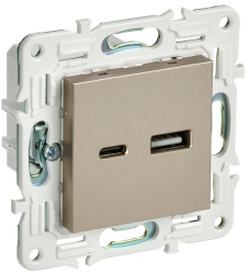 Розетка USB A+C 3,1А SK-R14Sh шампань IEK серии SKANDY SK-U22-D31-K37  фото | Capital Power - инженерные системы