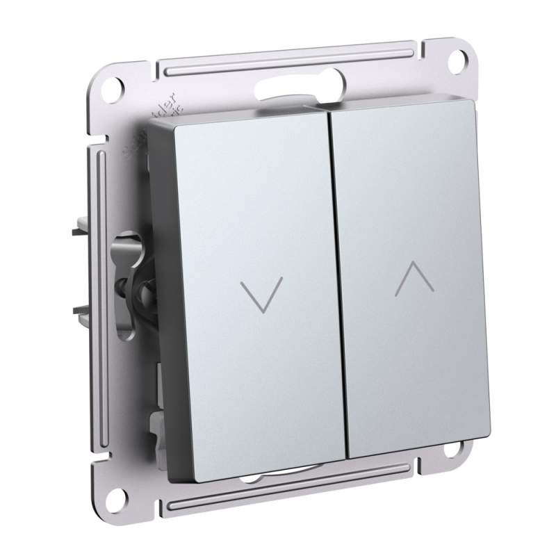 Выключатель для жалюзи 2-клавишный Systeme Electric серии AtlasDesign, 2Х Сх.4, 10А, Мех., Алюминий ATN000319  фото | Capital Power - инженерные системы
