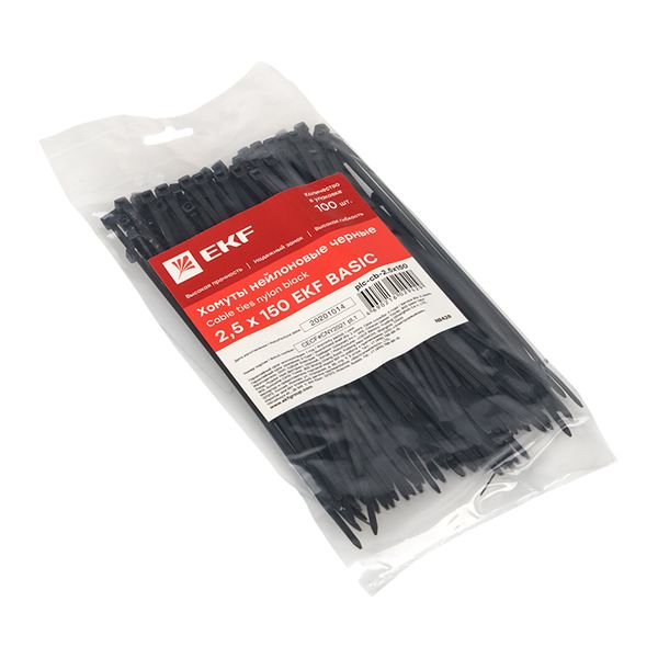 Хомут нейлоновый черный (2,5х150) (100шт,) EKF Basic PLC-CB-2.5X150  фото | Capital Power - инженерные системы
