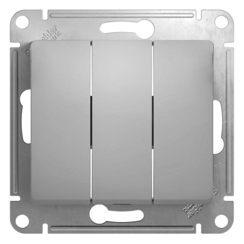 Выключатель 3-клавишный Systeme Electric серии Glossa, сх.1+1+1, 10АХ, механизм, АЛЮМИНИЙ GSL000331  фото | Capital Power - инженерные системы