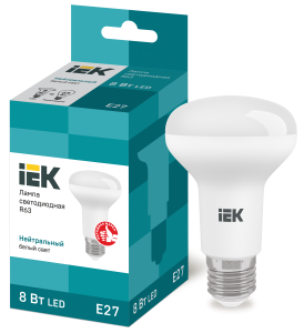 Лампа светодиодная R63 рефлектор 8Вт 230В 4000К E27 IEK LLE-R63-8-230-40-E27  фото | Capital Power - инженерные системы