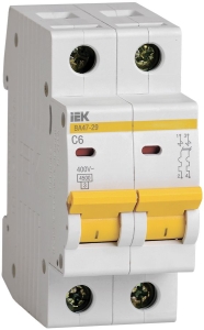 Автоматический выключатель ВА47-29 2Р 6А 4,5кА С IEK MVA20-2-006-C  фото | Capital Power - инженерные системы