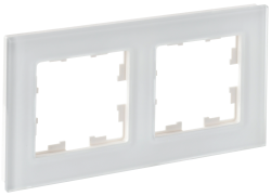 Рамка 2-местная РУ-2-2-Бр стекло белый матовый IEK серии BRITE BR-M22-G-31-K01  фото | Capital Power - инженерные системы