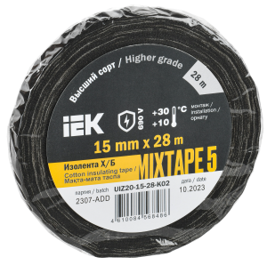 MIXTAPE 5 Изолента Х/Б 15мм 28м IEK UIZ20-15-28-K02  фото | Capital Power - инженерные системы