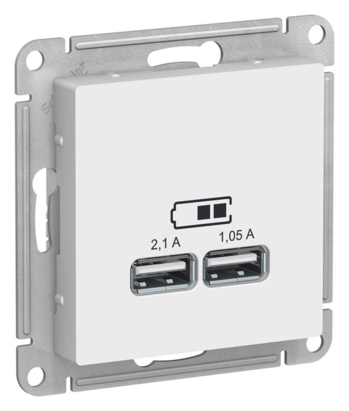 Розетка USB Systeme Electric серии AtlasDesign A+A, 5В/2,1 А, 2Х5В/1,05 А, Механизм, Лотос ATN001333  фото | Capital Power - инженерные системы