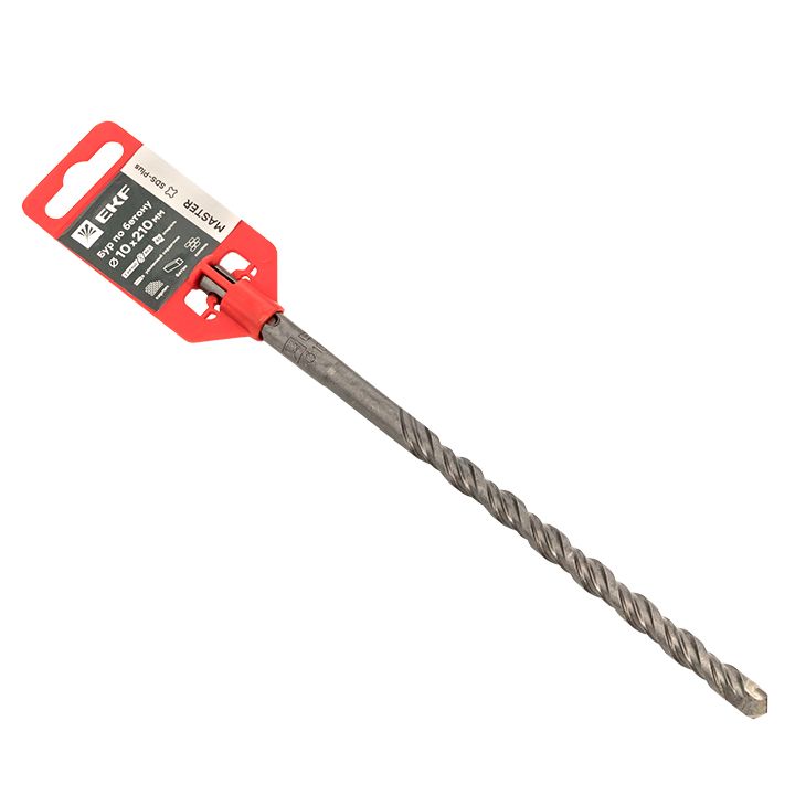 Бур по бетону SDS-plus 10х210 мм (2 резца)(4S спираль) EKF Master db-10-210-2x4  фото | Capital Power - инженерные системы