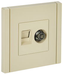 Розетка двойная TV+RJ45 кат.5E FP436 ваниль IEK серии FORTE&PIANO FP-AK20-1-K10  фото | Capital Power - инженерные системы