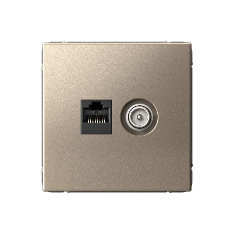 Розетка Systeme Electric серии ArtGallery двойная ТВ + компьютерная RJ45, кат. 5Е, ШАМПАНЬ GAL000589  фото | Capital Power - инженерные системы
