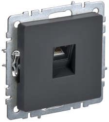 Розетка компьютерная RJ45 кат.6 РК11-БрГ графит IEK серии BRITE BR-K10-2-K53  фото | Capital Power - инженерные системы