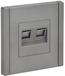 Розетка компьютерная двойная RJ45 кат.5E FP533 сталь IEK серии FORTE&PIANO FP-K20-1-K46  фото | Capital Power - инженерные системы