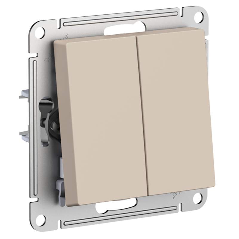 Переключатель 2-клавишный Systeme Electric серии AtlasDesign, Сх.6/2, 10Ах, Механизм, Песочный ATN001265  фото | Capital Power - инженерные системы
