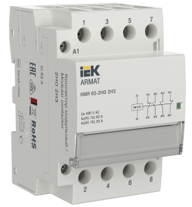 ARMAT Контактор модульный KMR 63А 230В AC 2НО 2НЗ IEK AR-KMR10-063-22-230  фото | Capital Power - инженерные системы