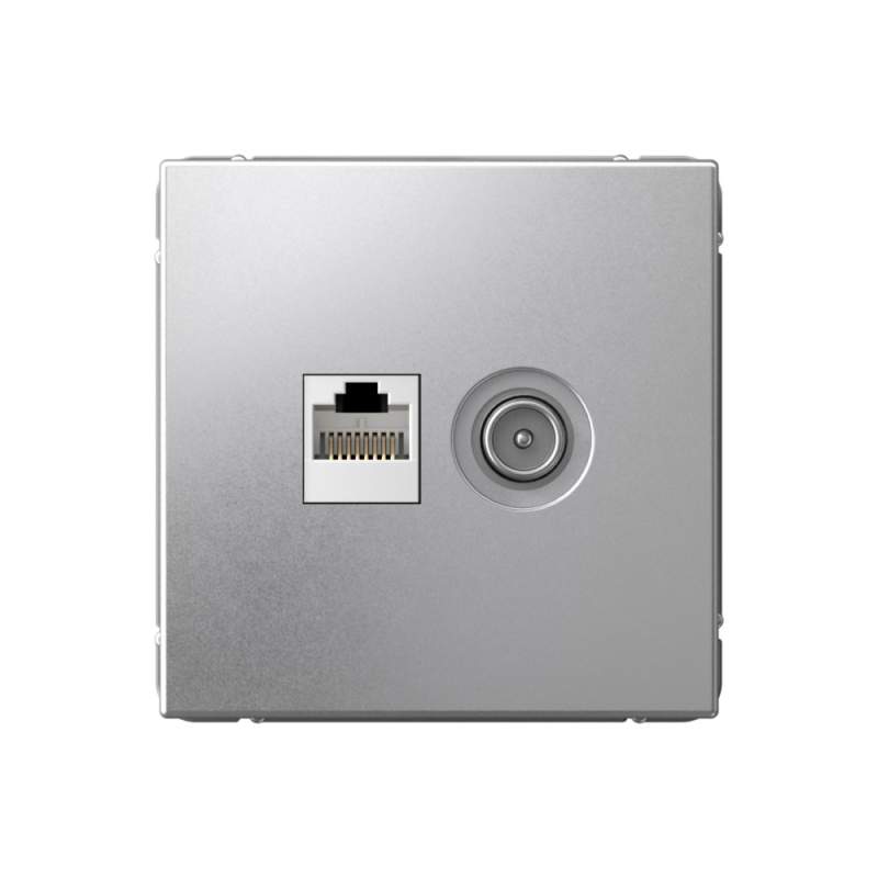 Розетка Systeme Electric серии ArtGallery двойная ТВ + компьютерная RJ45, кат. 5Е, АЛЮМИНИЙ GAL000389  фото | Capital Power - инженерные системы