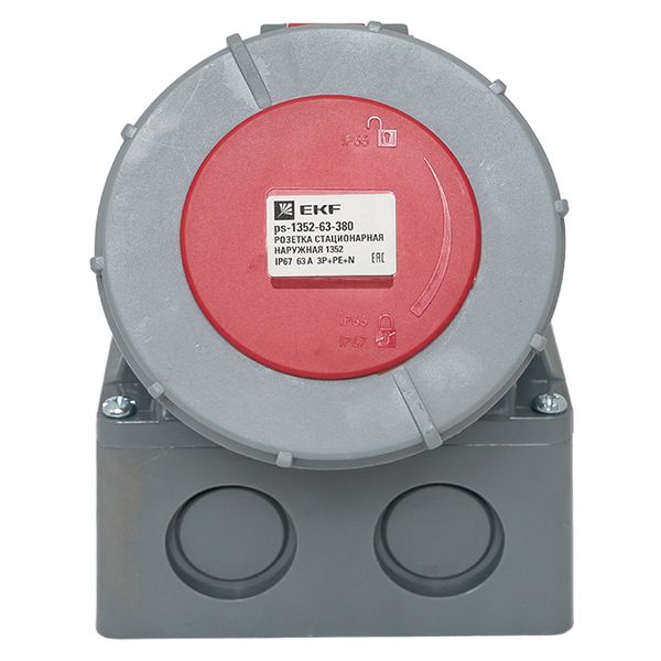 Розетка стационарная наружная 1352 3Р+РЕ+N 63А 380В IP67 EKF PROxima PS-1352-63-380  фото | Capital Power - инженерные системы