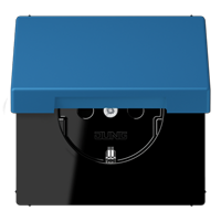 Розетка Jung Les Couleurs® Le Corbusier bleu ceruleen 31 SCHUKO® с откидной крышкой и со встроенной повышенной защитой от прикосновения LC1520KIKL32030