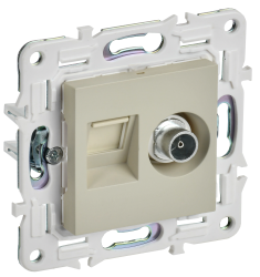 Розетка двойная TV+RJ45 кат.6 SK-A15B бежевый IEK серии SKANDY SK-AK20-2-K10  фото | Capital Power - инженерные системы