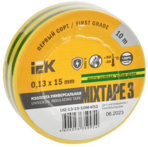 MIXTAPE 3 Изолента 0,13х15мм желто-зеленая 10м IEK UIZ-13-10-10M-K52  фото | Capital Power - инженерные системы
