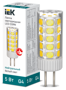 Лампа светодиодная CORN капсула 5Вт 12В 4000К керамика G4 IEK LLE-CORN-5-012-40-G4  фото | Capital Power - инженерные системы