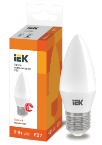 Лампа светодиодная C35 свеча 9Вт 230В 3000К E27 IEK LLE-C35-9-230-30-E27  фото | Capital Power - инженерные системы