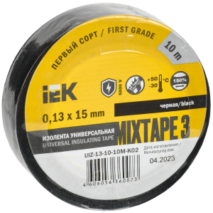 MIXTAPE 3 Изолента 0,13х15мм черная 10м IEK UIZ-13-10-10M-K02  фото | Capital Power - инженерные системы