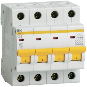 Автоматический выключатель ВА47-29 4Р 32А 4,5кА С IEK MVA20-4-032-C  фото | Capital Power - инженерные системы